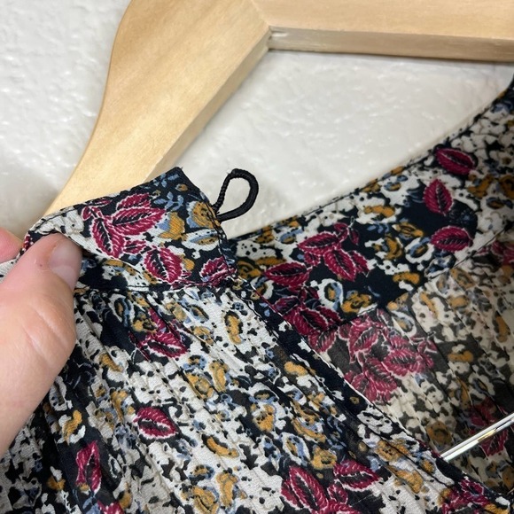 Zara Mini‎ Dress Oversized Mock Neck Floral 3/4 Flare Sleeve XS - Picture 7 of 9